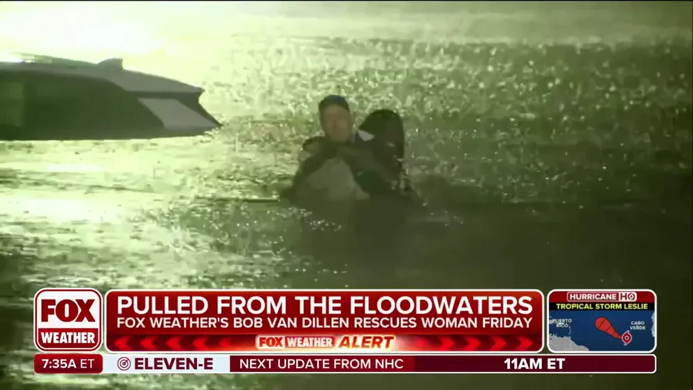 FOX Weather Meteorologist Bob Van Dillen recalls saving a woman who was trapped in Atlanta floodwaters during Helene.