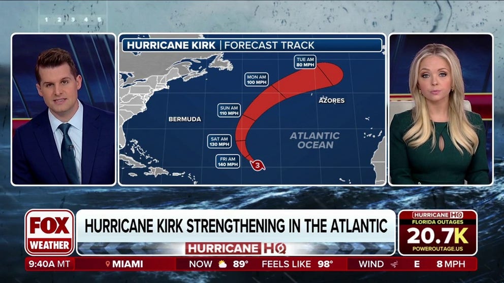 Hurricane Kirk continues to strengthen over the central tropical Atlantic, and all indications are that it will intensify further into a large and powerful Category 4 storm. 