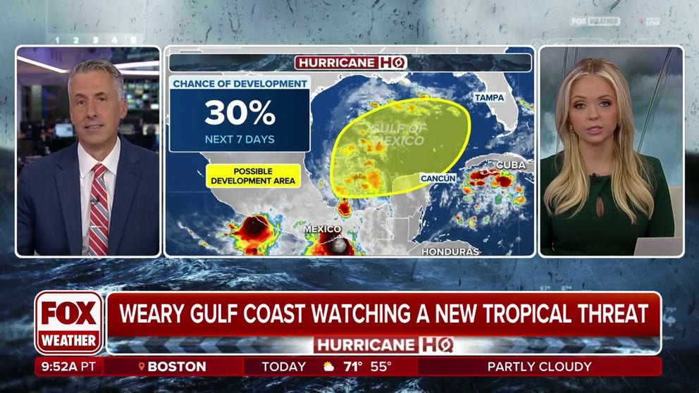 The FOX Forecast Center is monitoring the Gulf of Mexico, where an area of disturbed weather promises to make for some squally days similar to that of a nor’easter with gusty winds, heavy rainfall and rough seas for Florida.