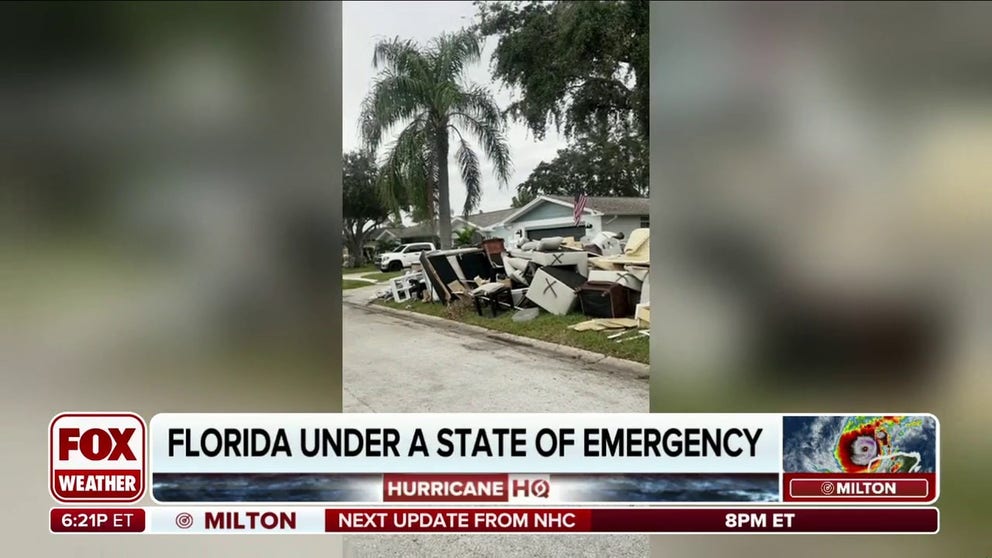 Garrett Adams, of Tampa, is still recovering from Hurricane Helene, which caused major damage to about 90% of the homes in his neighborhood. For Hurricane Milton, Adams said he's evacuating after seeing the forecast for the current Category 5 hurricane and the 12-foot storm surge.