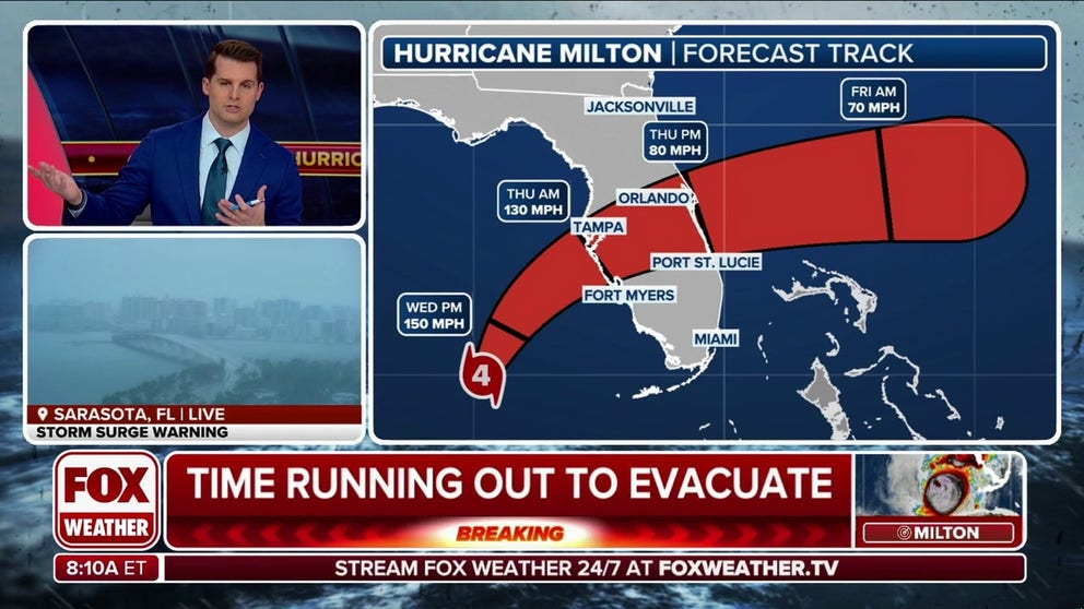 Hurricane Milton remains a powerful Category 4 storm Wednesday morning and is expected to remain a major hurricane when the monster storm makes landfall along Florida's west coast late Wednesday or early Thursday morning.