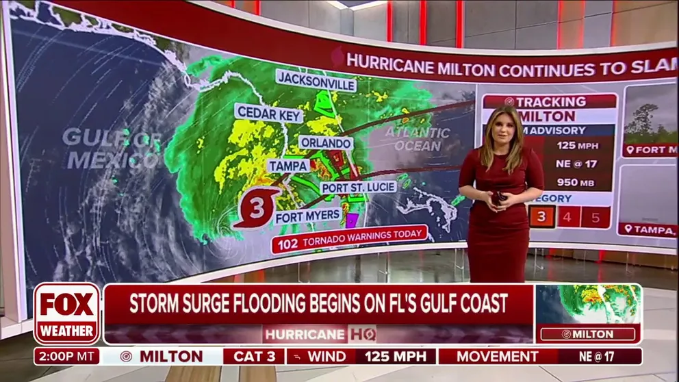 The latest update from the National Hurricane Center has Milton as a Category 3 hurricane. Milton is now hours away from making landfall in Florida. Oct. 9, 2024.