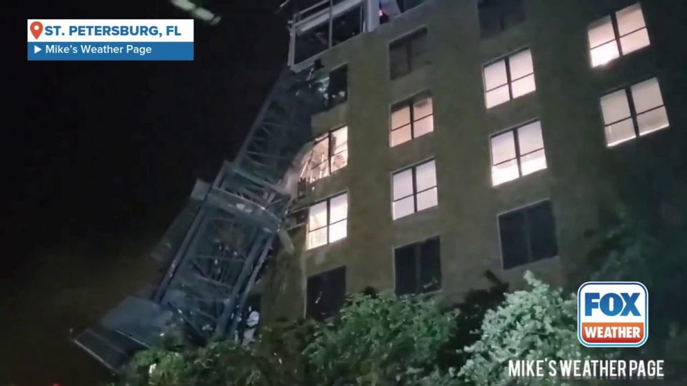 A massive construction crane was no match for Hurricane Milton's 100-mph winds in St. Petersburg. Mayor Ken Welch warned there were four construction sites in downtown St. Pete with large cranes at risk of failing during the storm. 