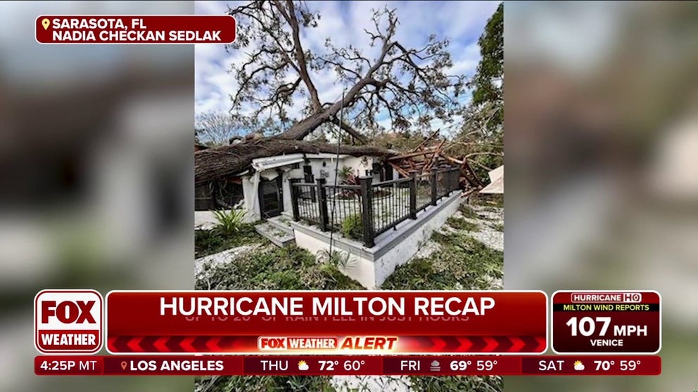 Nadia Checkan Sedlak was asked to check on her friend's home in Sarasota, Florida after Hurricane Milton. Unfortunately, she discovered a massive tree had crashed through the home causing devastating damage. 