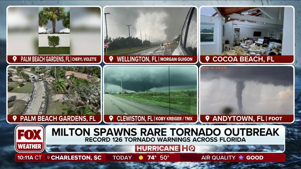 Ahead of making landfall, Hurricane Milton triggered 126 Tornado Warnings across Florida, the most warnings issued statewide in a single day. Oct. 11, 2024.