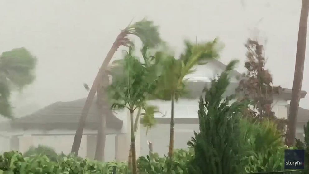 Video shot on Wednesday shows a tornado blasting through a neighborhood in Palm Beach Gardens, hours before Hurricane Milton made landfall in Florida.