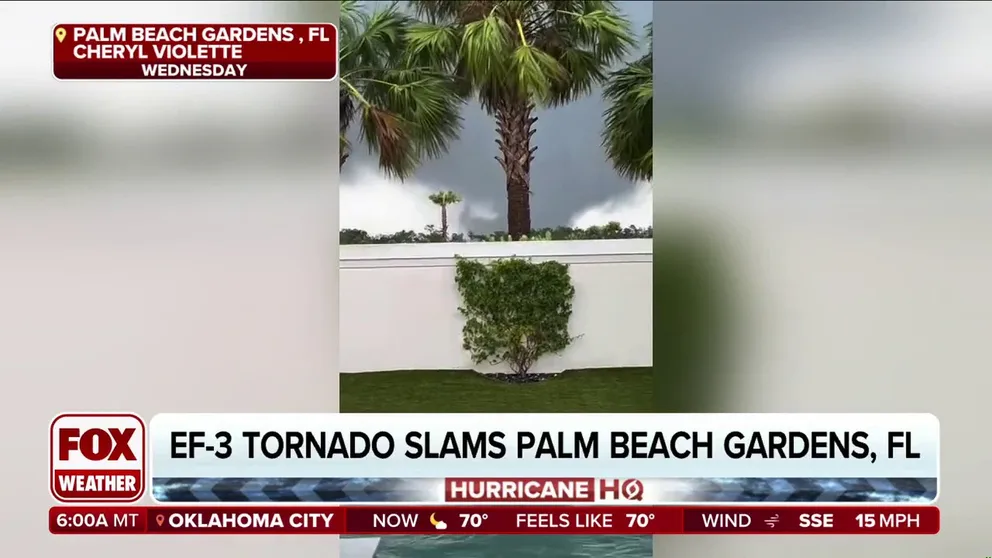 The National Weather Service office in Miami confirmed that a tornado with maximum speeds of 140 mph tore through the southeast Florida community of Palm Beach Gardens on Wednesday, ahead of Hurricane Milton's landfall. FOX Weather Meteorologist Kendall Smith reports from Palm Beach Gardens.