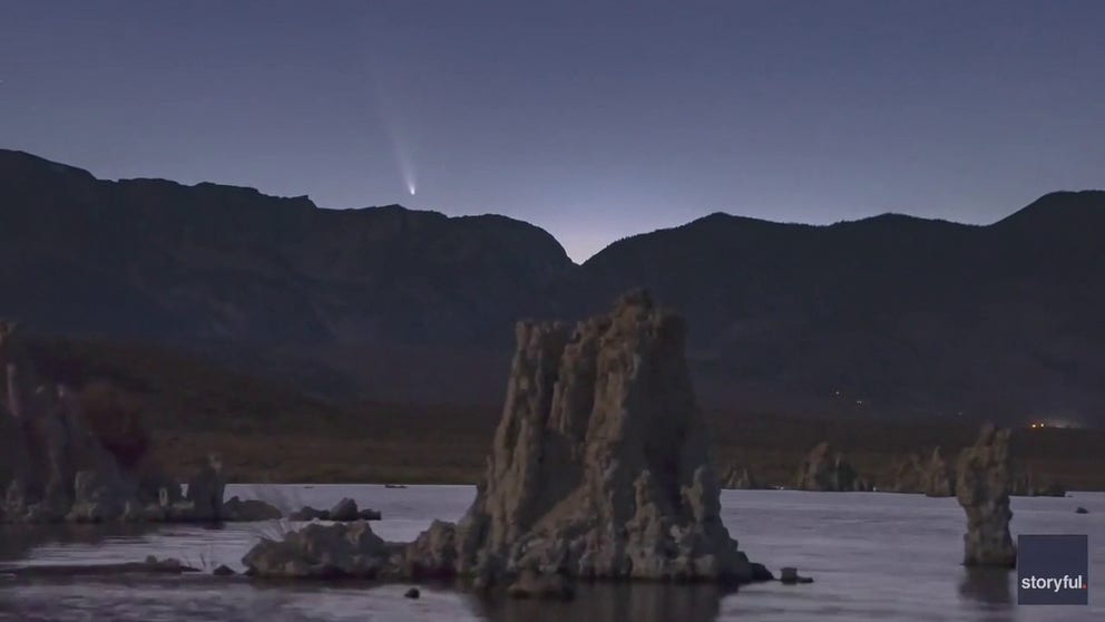 A once-in-80,000-year sight made its closest approach to Earth this weekend, and a stunning video recorded in California shows Comet C/2023 A3 streaking across the night sky.