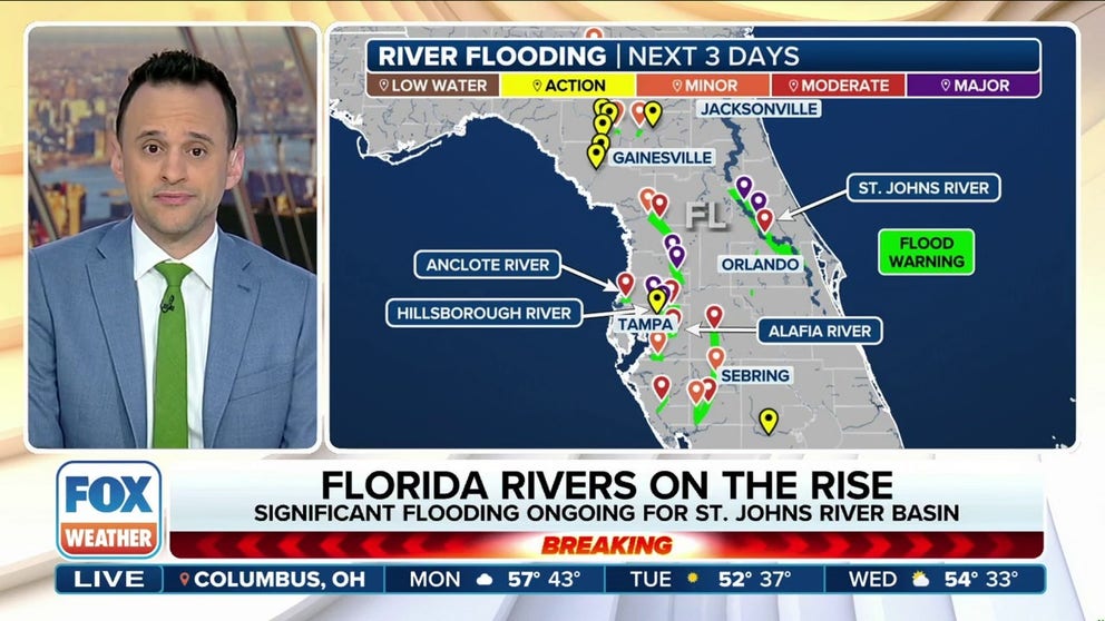 Flood Warnings are in effect in several areas of Florida as rivers rise in the wake of Hurricane Milton’s torrential rain that pelted the state when the deadly storm made landfall as a Category 3 hurricane last week.