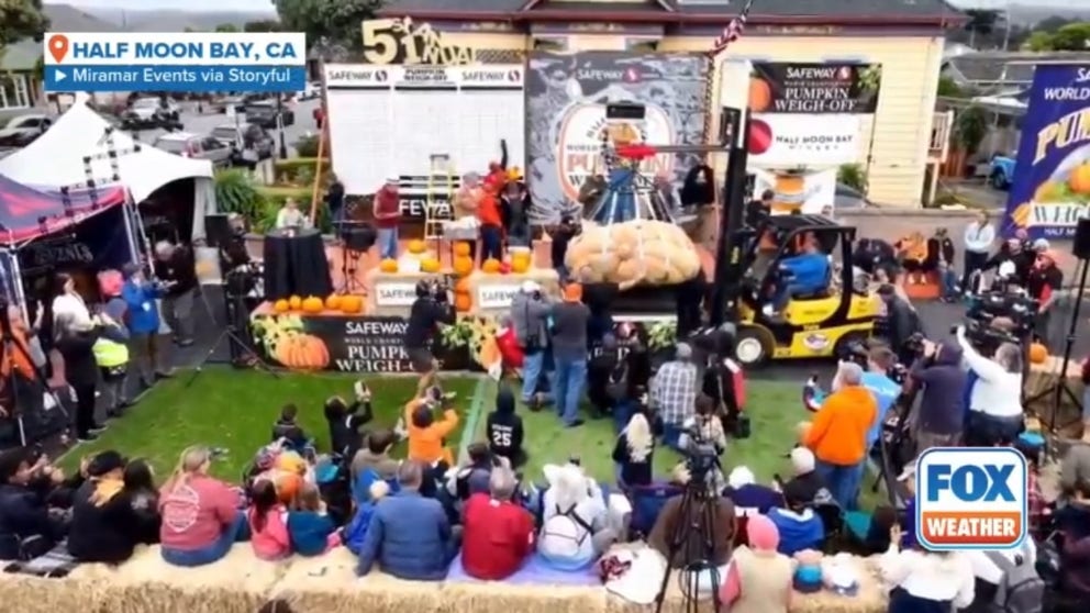 Reigning world champion pumpkin grower Travis Grienger scooped the top prize again this year at the 51st Safeway World Championship Pumpkin Weigh-Off in Half Moon Bay, California.