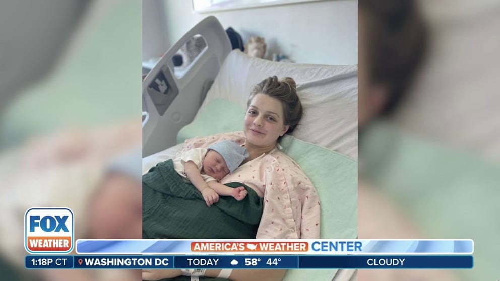 First-time mom Kenzie Lewellen gave birth during Hurricane Milton near Venice, Florida after she unexpectedly went into active labor hours before the Category 3 landfall. Lewellen tells FOX Weather the birth was bitter sweet because the baby's grandfather passed away during Hurricane Irma in 2017.