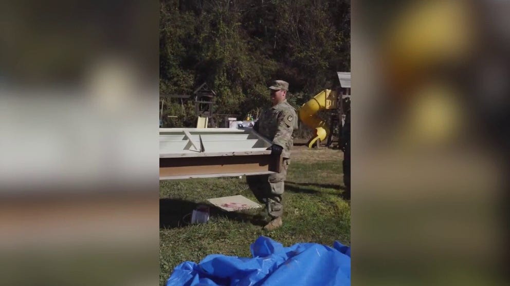 In a video posted by the National Guard on Wednesday, soldiers could be seen leading cleanup efforts around the church and salvaging equipment from the church basement. 