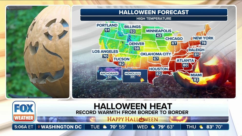 Halloween is just days away, and for those in the East it surely won’t feel like it. Millions of Americans will be sweating it out in their costumes this Halloween due to unusually warm weather across the eastern half of the U.S.