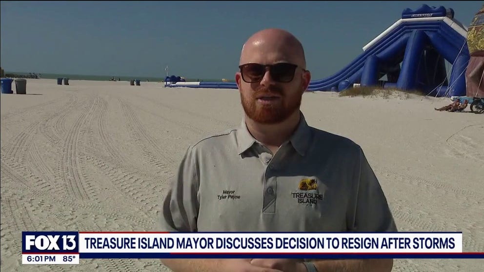 Treasure Island Mayor Tyler Payne announced Monday that he is stepping down from his post due to the devastating impacts of Hurricanes Helene and Milton on his home and family.