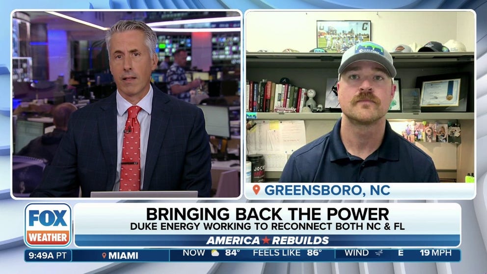 Duke Energy Power Grid Operations Supervisor Seth Caison spent three weeks with his team responding to outages caused by hurricanes Helene and Milton. Linemen were away from their families for weeks, working in extreme circumstances.