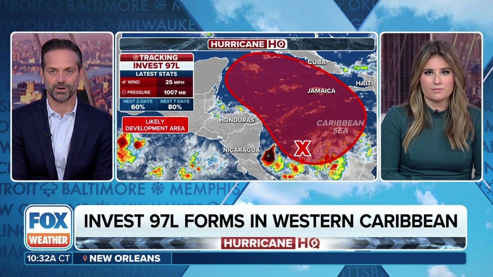 A budding tropical disturbance has been designated as Invest 97L and could become a tropical depression or tropical storm next week. Three Hurricane Hunter flights are planned over the next two days. 