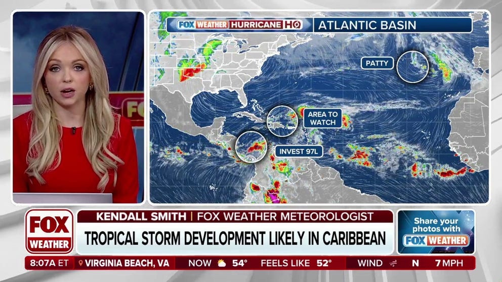 A tropical disturbance in the Caribbean Sea dubbed Invest 97L has a high chance of development within the next couple of days.