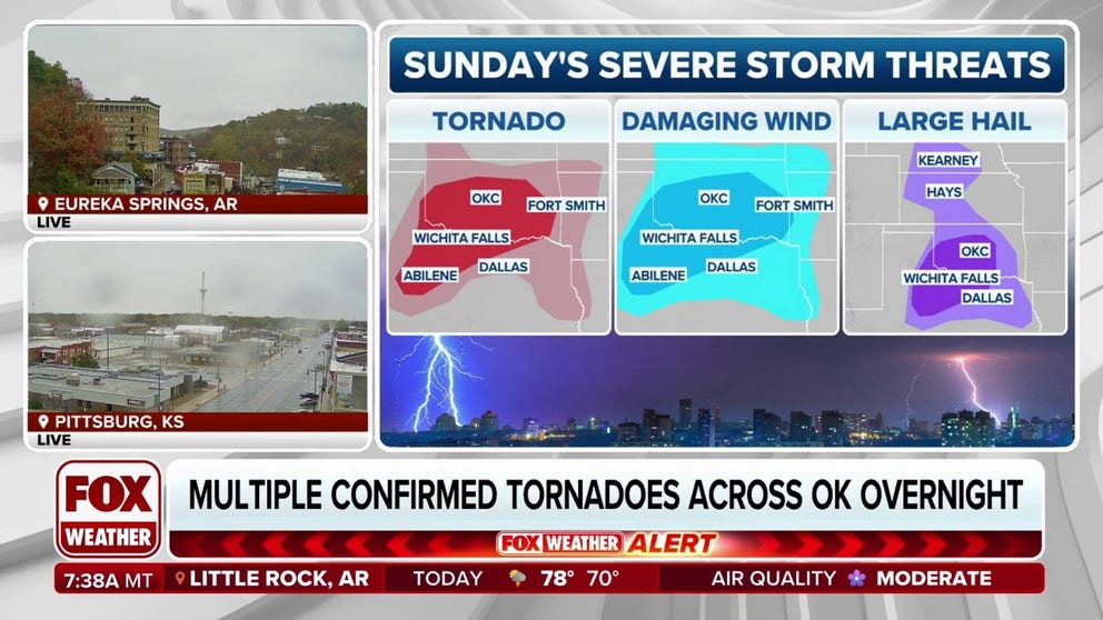 Millions of people across the central U.S. will be on alert for more severe weather on Sunday and Monday after widespread damage and injuries were reported after tornadoes raced across portions of Oklahoma, including Oklahoma City, over the weekend.