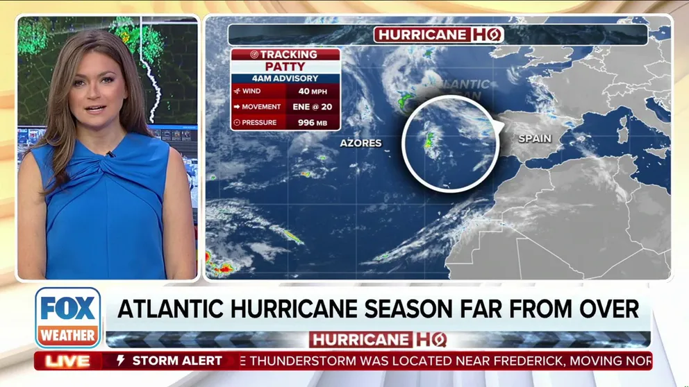 Patty is quickly losing tropical characteristics and is expected to become a post-tropical cyclone later on Monday.