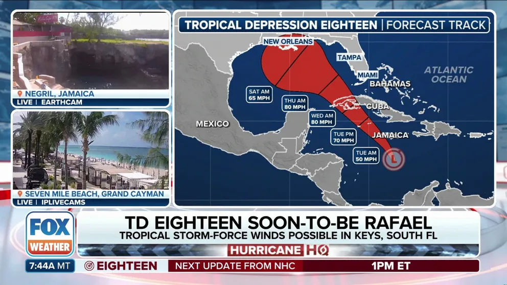 Millions of people from the Caribbean to the U.S. Gulf Coast are keeping their eyes on Tropical Depression Eighteen as the system becomes better organized and is forecast to become Hurricane Rafael in the coming days.