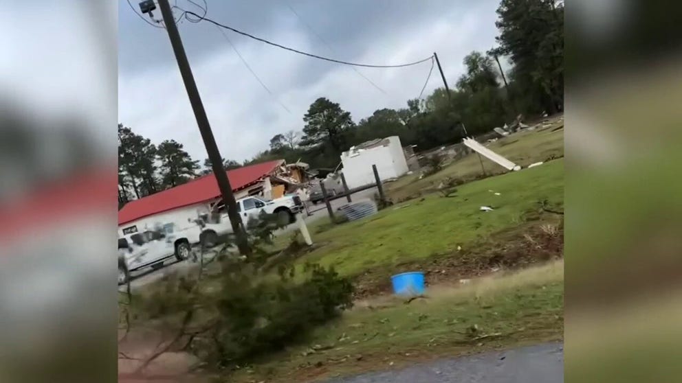 An EF-1 tornado injured three people when it struck near Basile, Louisiana, Tuesday morning, according to the National Weather Service. (Courtesy: Shameka Wright / Facebook)