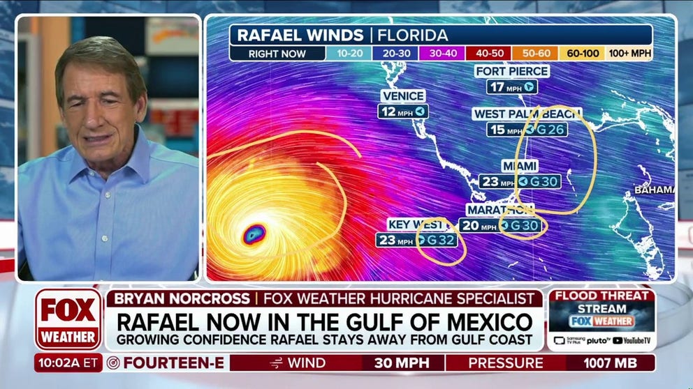 Hurricane Rafael has started to weaken over the Gulf of Mexico after the storm slammed into Cuba on Wednesday as a major, Category 3 hurricane. FOX Weather Hurricane Specialist Bryan Norcross breaks down the latest advisory from the National Hurricane Center and explains what's next for the rare November storm.