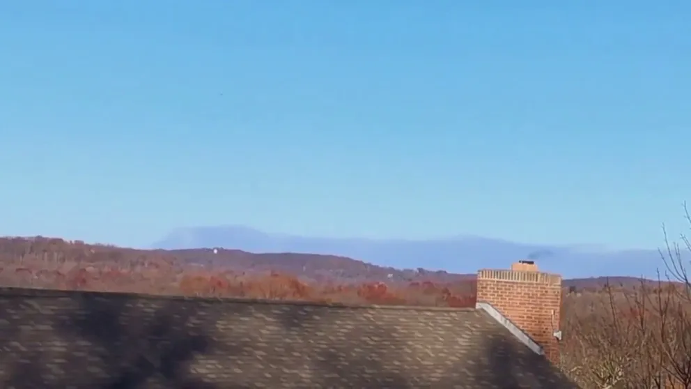 A timelapse video recorded in Mount Olive, New Jersey, shows smoke from the Jennings Creek Fire drifting across the sky on Saturday, Nov. 9, 2024.