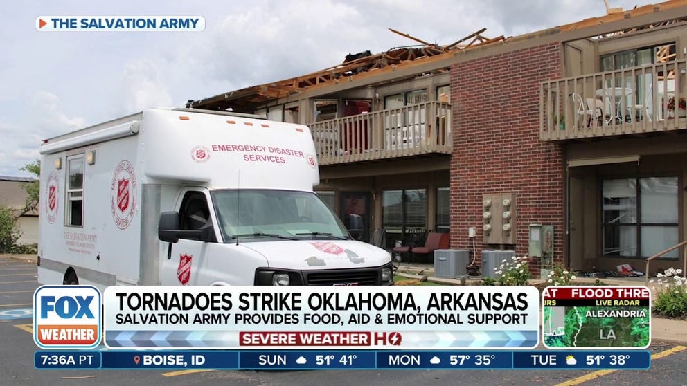 After tornadoes and severe storms tore through central Oklahoma last weekend, the Salvation Army is still working to provide aid and relief to victims of the storms. Kevin Chinault, Salvation Army's divisional director of Emergency Disaster Services, joins FOX Weather to talk about what the agency is doing. 