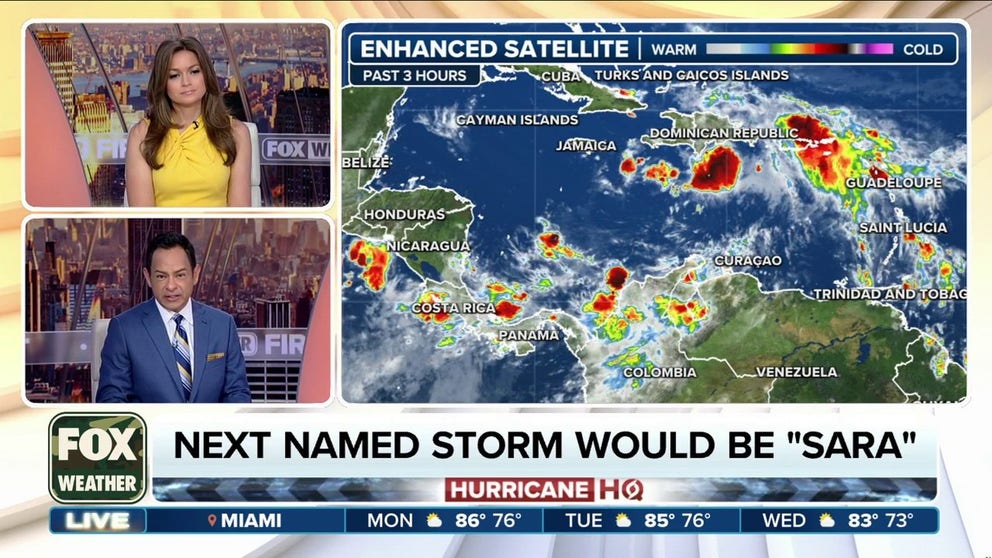 A new area in the Caribbean is being monitored for possible tropical development, and the National Hurricane Center says a tropical depression could form later this week or over the weekend.