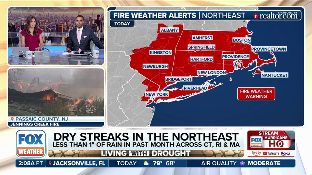 The fire threat across the Northeast is increasing after Sunday night's rain provided little relief to long-term drought conditions.