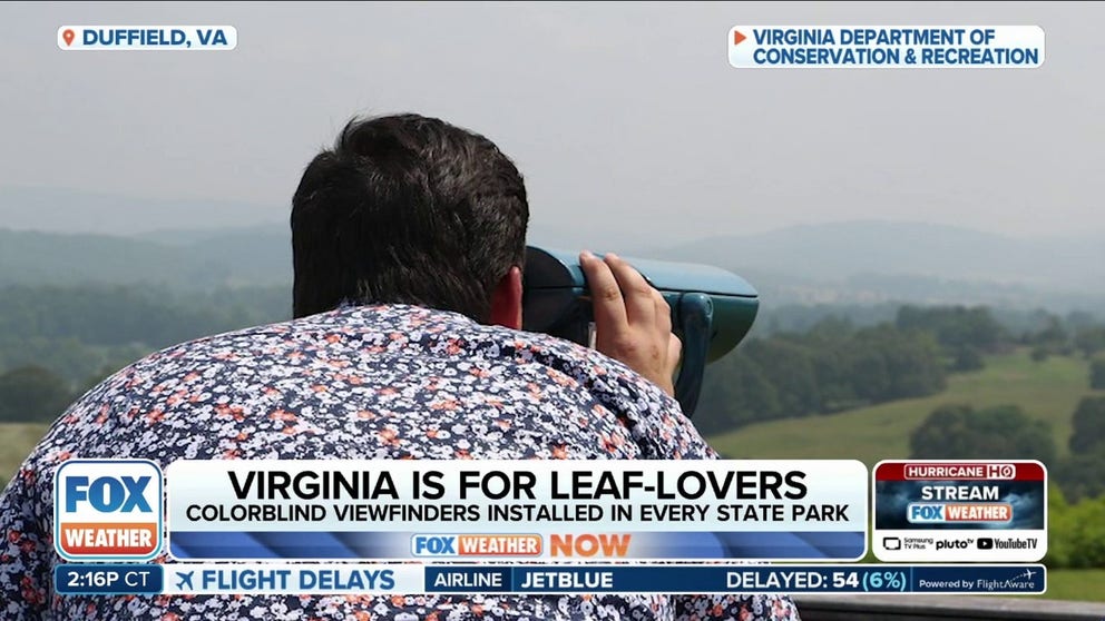 Specialized viewfinders installed in parks across Virginia are allowing guests to view the changing of leaves, despite some people's difficulty distinguishing between hues.