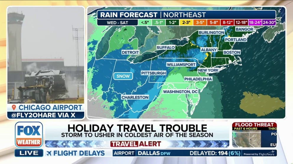 A powerful winter storm will slam millions of people with snow and rain in the mid-Atlantic and Northeast this week, which could have a major impact on early Thanksgiving travel.