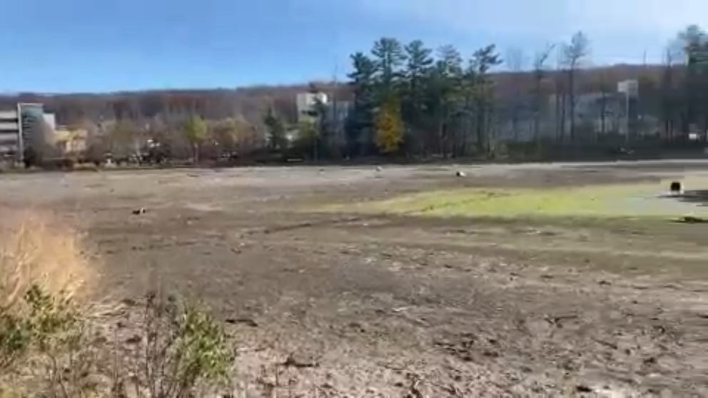 Video shot by FOX Weather Meteorologist Marissa Torres shows the extended shoreline at the Orange Reservoir in West Orange, NJ.