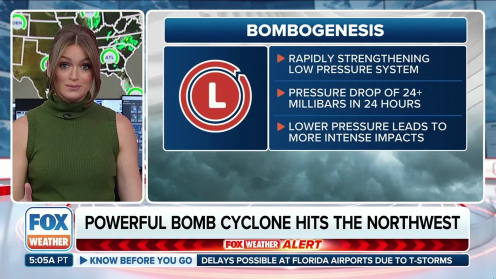 A powerful and deadly storm known as a bomb cyclone has been pounding the West Coast, including Washington State, but what exactly is a bomb cyclone? FOX Weather Meteorologist Britta Merwin explains. (Video recorded Nov. 20, 2024). 