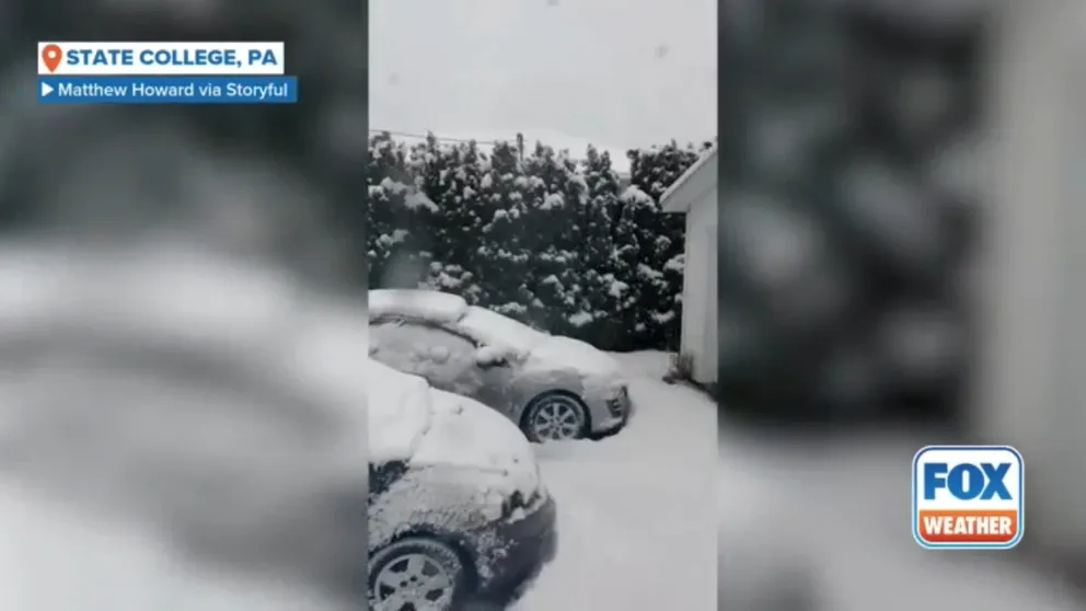 Steady snowfall swept across parts of central Pennsylvania on Friday amid a winter storm warning in the region. This footage was taken by meteorology student Matthew Howard in State College. Multiple Winter Storm Warnings were issued in the region until Saturday morning.