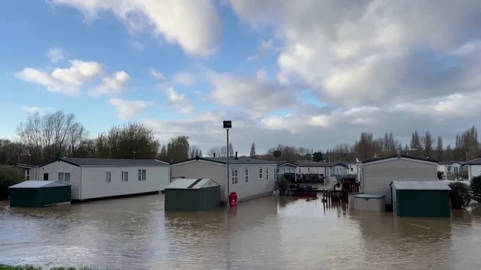 Drone footage captured on Monday (November 25) showed floodwaters surging through the streets of the British town of Northampton. There were more than 200 flood warnings and flood alerts in place across England and Wales, while trains from London to the southwest were canceled and rail services in central England were severely disrupted.