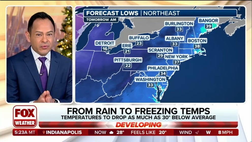 Plunging temps across Northeast after rain could lead to flash freeze ...