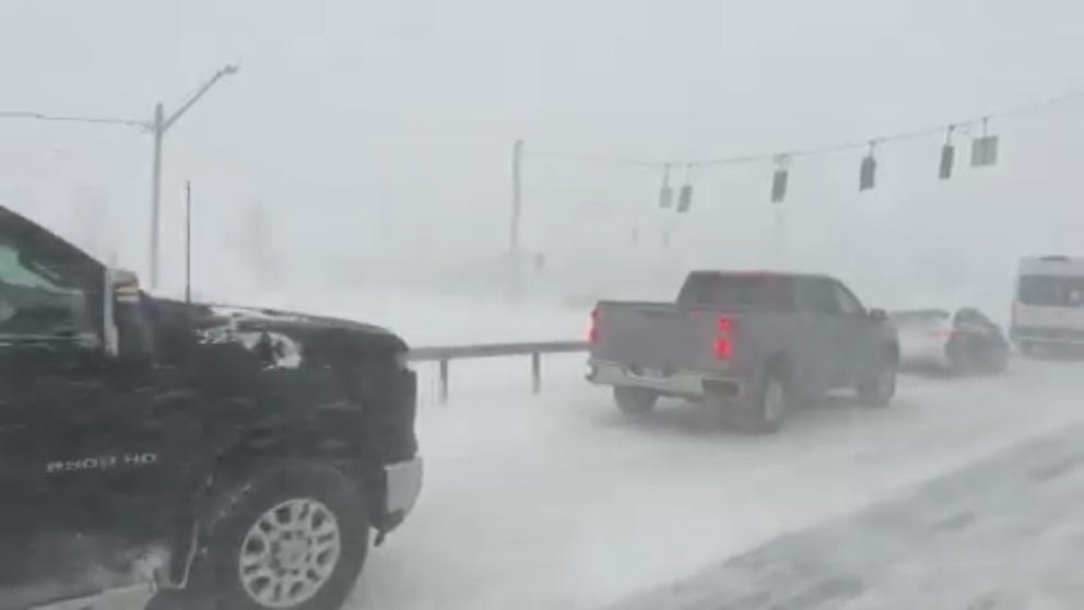 Video from FOX Weather Correspondent Robert Ray shows near whiteout conditions from intense lake-effect snow near Hamburg, NY