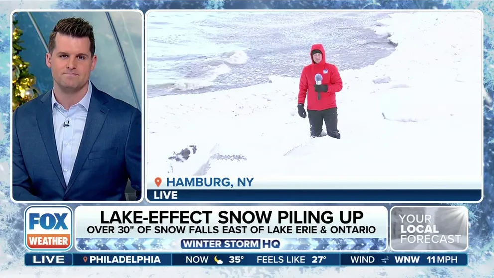 Hamburg, New York, was hit by a lake-effect snowstorm on Thursday, receiving 33 inches of snow. This is the third major event in just two weeks, leaving residents buried under feet of snow. FOX Weather Correspondent Robert Ray is back in Hamburg on Friday morning with the latest on the conditions.