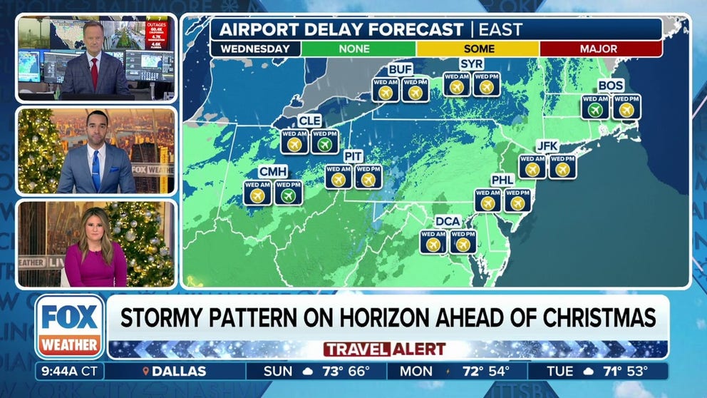 The FOX Forecast Center is closely monitoring a series of storm systems set to impact the eastern half of the U.S. this week, just as Christmas holiday travel begins to ramp up.