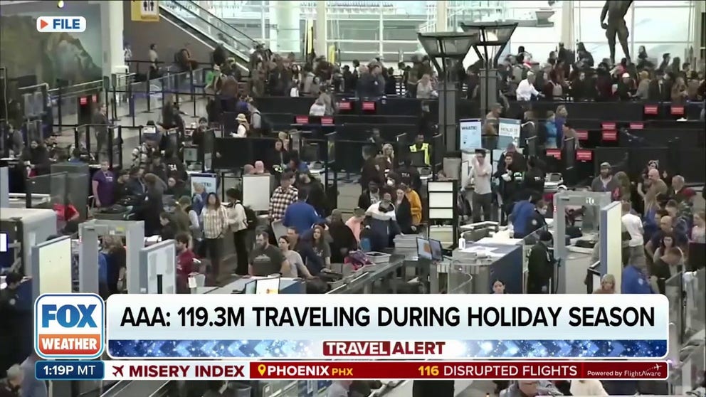 AAA estimated that nearly 120 million will travel away from home during the holiday season. The weather could interfere with whether flights arrive to destinations on time.  