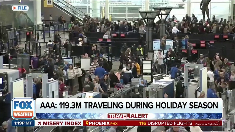 AAA estimated that nearly 120 million will travel away from home during the holiday season. The weather could interfere with whether flights arrive to destinations on time.