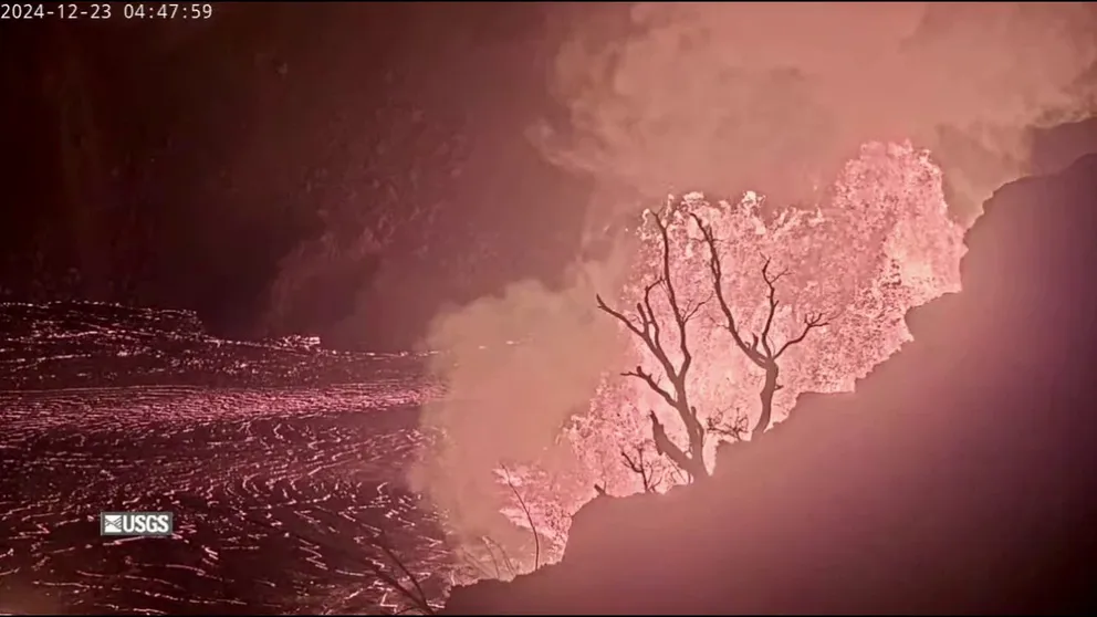 Hawaii's Kilauea volcano, one of the most active volcanoes in the world, awoke Monday. Video from the USGS shows lava spewing into the air while also pooling around the eruption site.