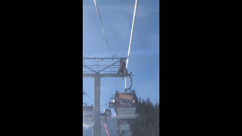 After a gondola lift shut down at Winter Park Resort in Colorado, more than 150 people had to be rescued. Video from Saturday shows people being rescued from one of the stuck gondola cars. 