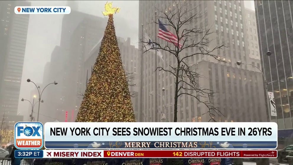 Parts of the Northeast and New England picked up measurable snow on Christmas Eve. In New York City, it was the most snow to fall on Christmas Eve since 1998.