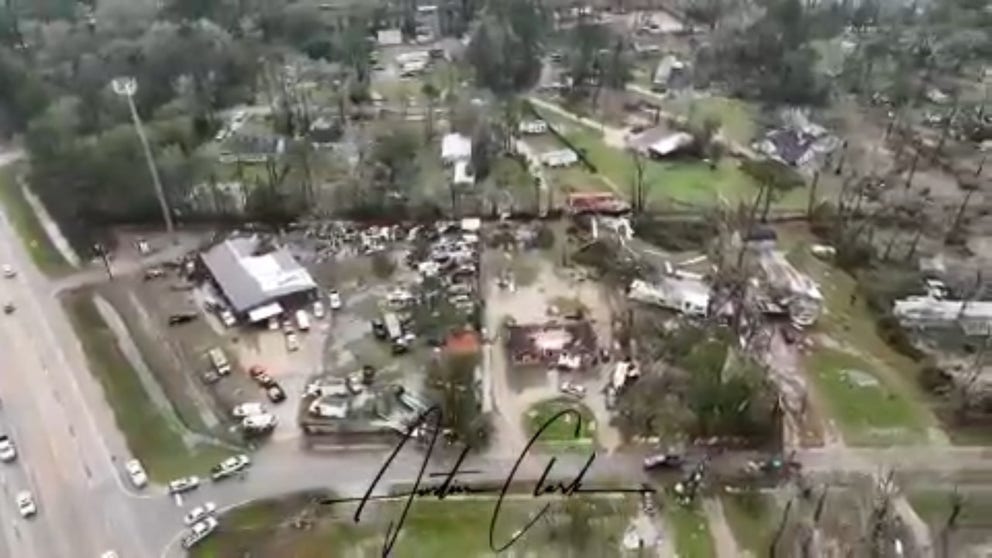 A tornado swept through the Porter Heights, Texas neighborhood on Dec. 28 leaving a trail of damage. (Video courtesy: Austin Clark Photography)