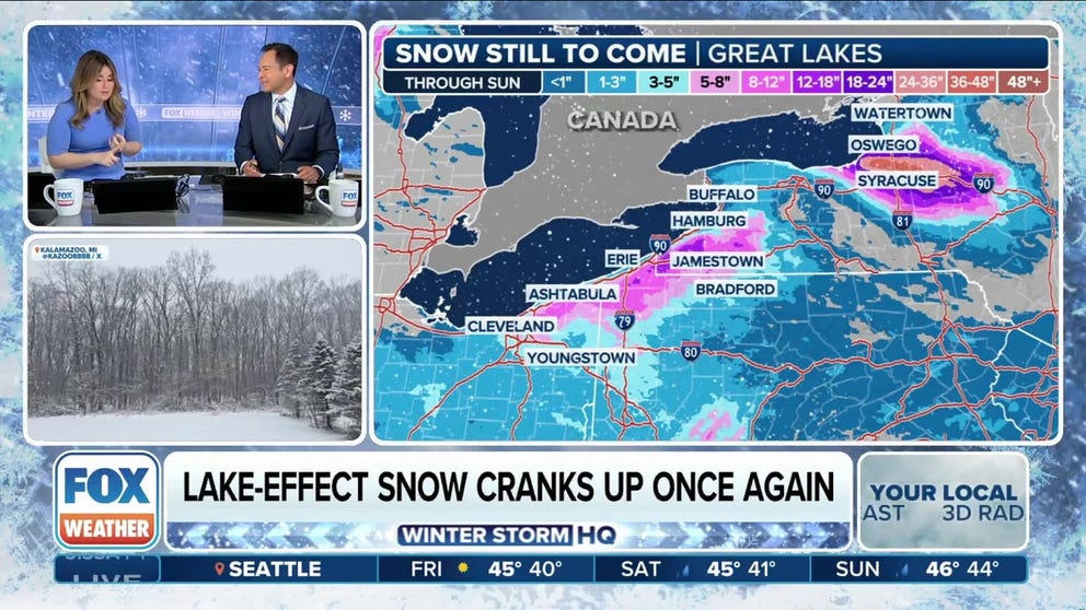 Cold air moving over the still largely ice-free Great Lakes is kicking off a prolonged period of heavy lake-effect snow.