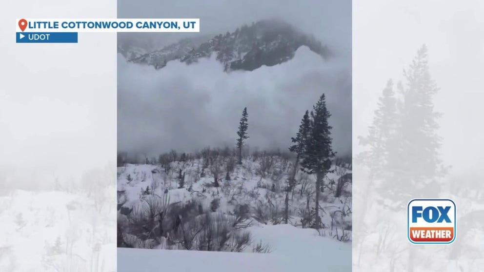 Utah Department of Transportation video shows an avalanche at Little Cottonwood Canyon on Saturday during a winter storm. 