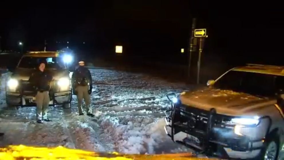 Exclusive FOX Weather Storm Tracker Brandon Copic helps free deputies from the snow near St. Joseph, MO. 