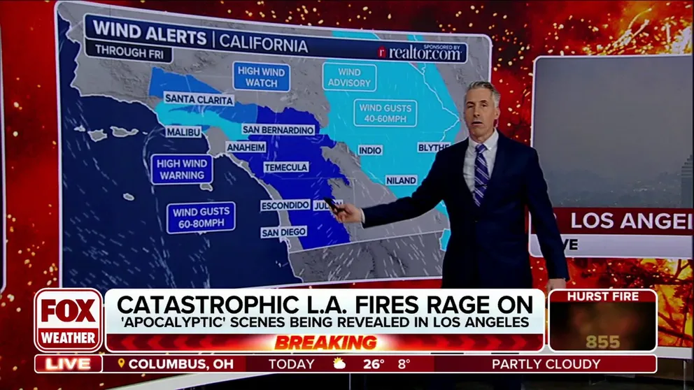 Additional waves of strong and potentially damaging offshore Santa Ana winds are forecast over the weekend and into next week as the overall weather pattern that helped spread massive wildfires shows no signs of changing soon. 